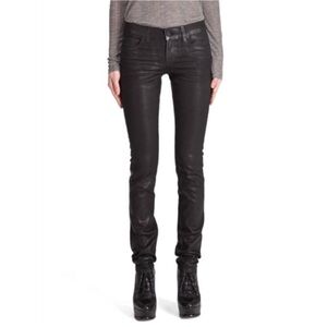 NEW!! J BRAND Pencil Leg “Venom” Jeans! Black coated Denim ‘Leather Look’- Sz 24